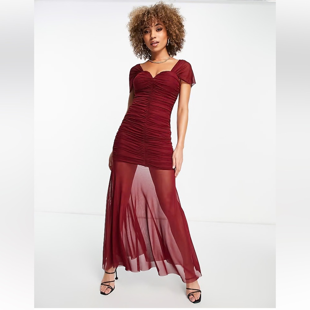 Rare London- burgundy fishtail dress, Prom maxi wedding bridal party